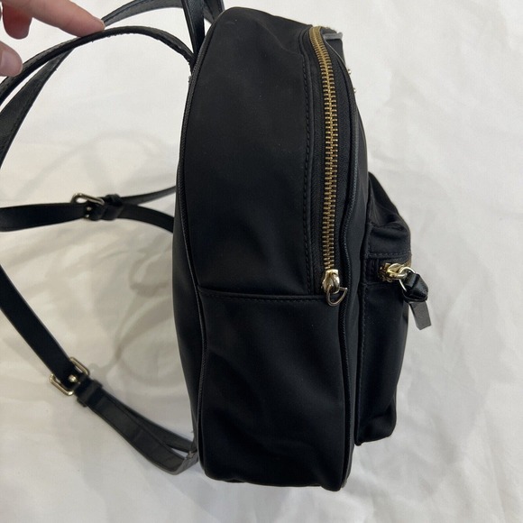 Kate‎ Spade Wilson Road Small Bradley Backpack Black Nylon Gold Leather Straps